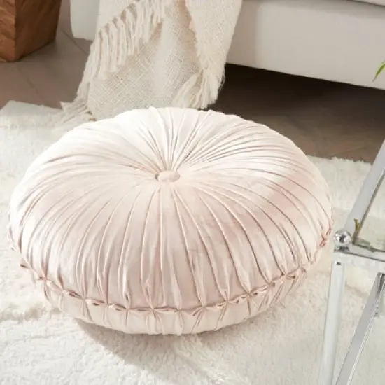 Sofia Pin Tuck Velvet Round Floor Cushion - Mina Victory image {3}