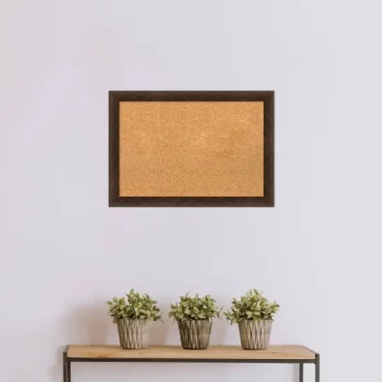 27"x19" Narrow Wood Frame Cork Board Warm Walnut - Amanti Art image {8}