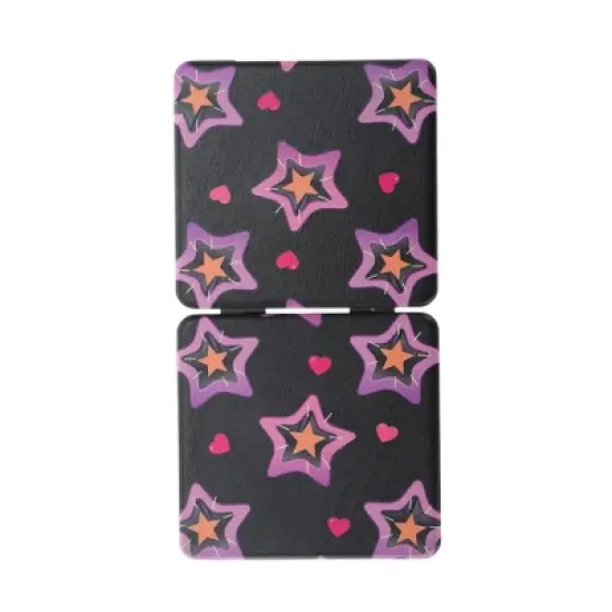 Unique Bargains Women Durable Square Shape Handheld Mirror for Travel Black Purple 1 Pc image {3}