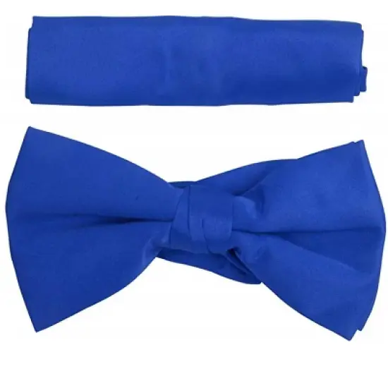 New Men's Solid Pre Tied Bow Tie and Hanky Set image {9}