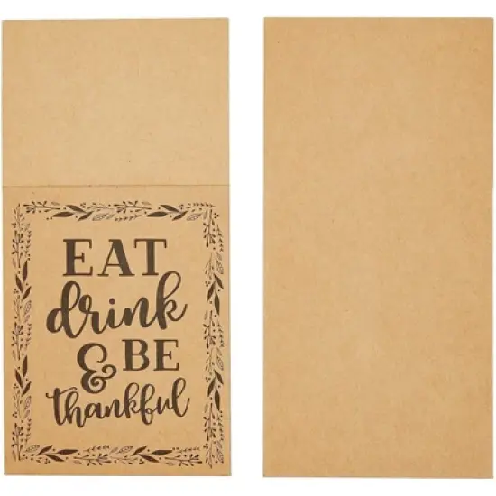 Sparkle and Bash 36 Pack Thanksgiving Dinner Party kraft Utensil Holder Pockets, Eat Drink & Be Thankful image {3}