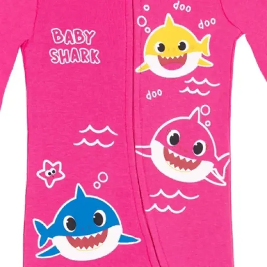 Pinkfong Baby Shark 2 Pack Zip Up Sleep N' Play Coveralls Pink / Gray  image {5}
