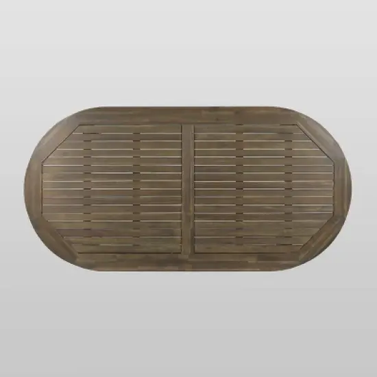 Pines 7pc Acacia Oval Wood Dining Set - Gray/Dark Gray - Christopher Knight Home image {5}