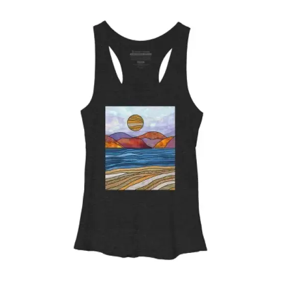 Women's Design By Humans Beach Landscape Stain Glass By Maryedenoa Racerback Tank Top image {11}
