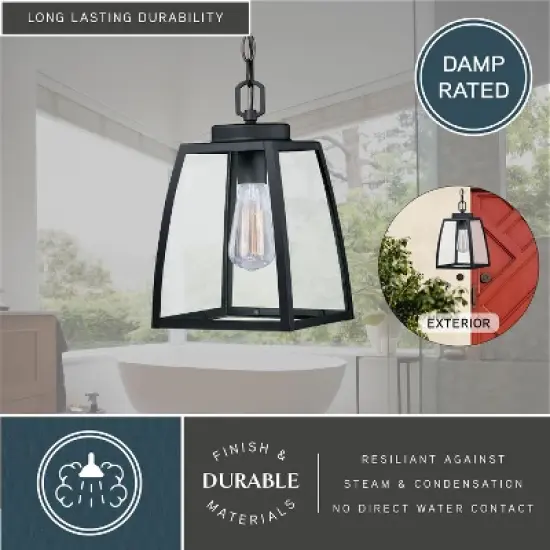 VAXCEL Granville 1 Light Bronze Outdoor Lantern Pendant Clear Glass image {4}