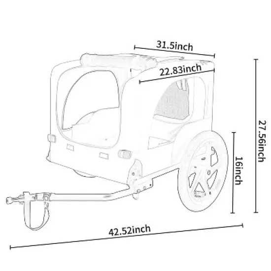KTMBDW Pet Trailer, Holds Pets Up to 50 or 100 lb, Universal Coupler, Folding Frame, Quick-Release Wheels, Rear Doggy Door, Bike Trailer for Pets image {7}