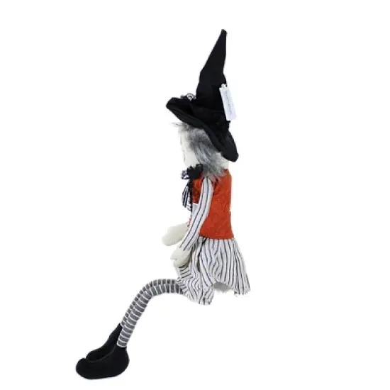 Halloween 23.0 Inch Skeleton Shelf Sitter. Halloween Figurine , Halloween Decor Stitched Mouth Black Hat (1PC) image {2}