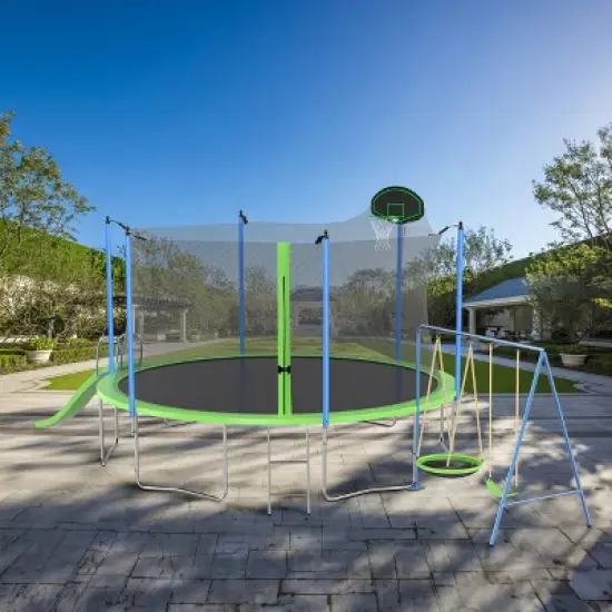 Dexmalle 14FT Trampoline with Slide and Swings image {4}