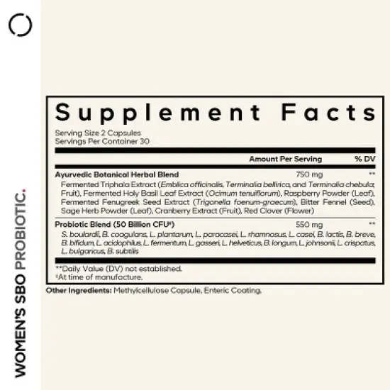 Codeage Women's SBO Probiotic 50 Billion CFU + Whole Food Prebiotics Supplement - 60ct image {2}