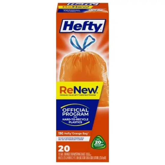 Hefty Renew Orange Drawstring Trash Bags - 13gal/20ct image {6}