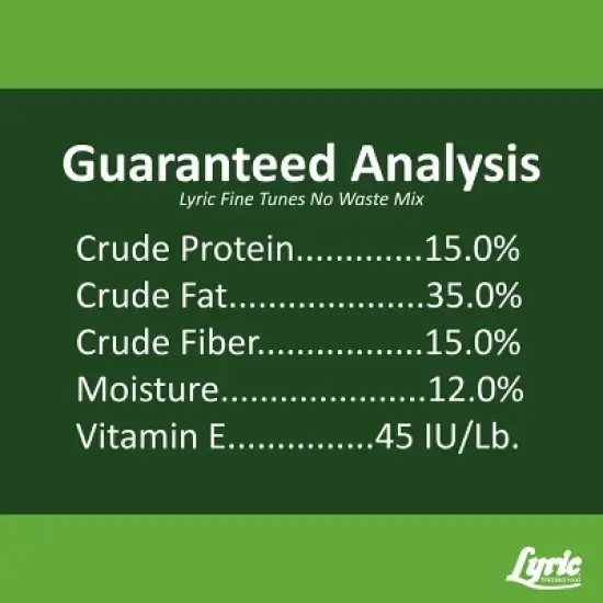 Lyric 15lb Tunes No Waste Wild Bird Food: Edible Mix, Attracts Songbirds, Vitamin E Rich image {6}