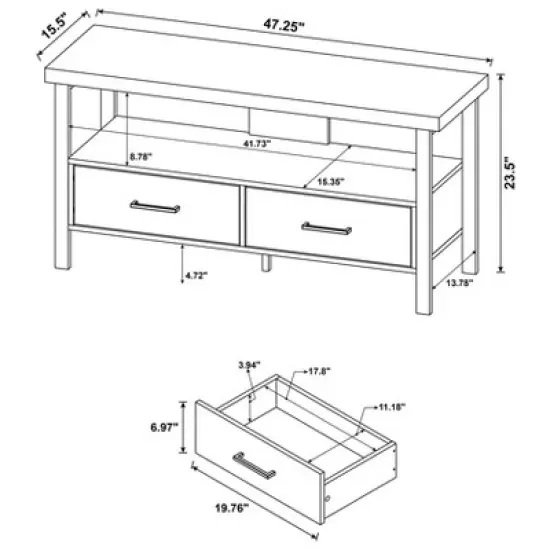 Morello 2 Drawer TV Stand for TVs up to 55" Weathered Pine - Coaster image {10}