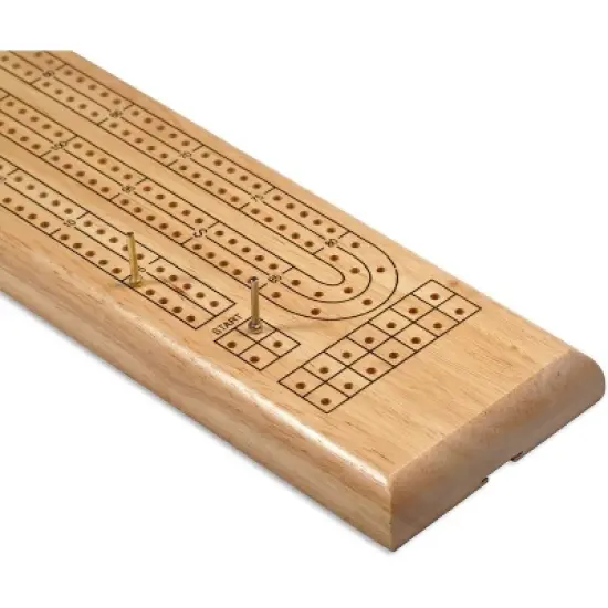 WE Games Classic Cribbage Set - Solid Wood Continuous 2 Track Board with Metal Pegs image {2}