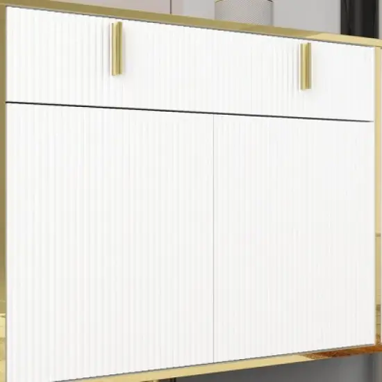 FUFU&GAGA Wave Finish 4 Door Floor Standing Sideboard with Adjustable Shelves image {11}