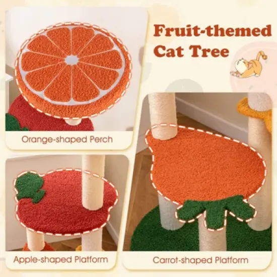 Costway Fruit Style Cat Tree Multi-level Cat Tower w/Padded Top Perch Indoor Cat Climbing Frame image {5}