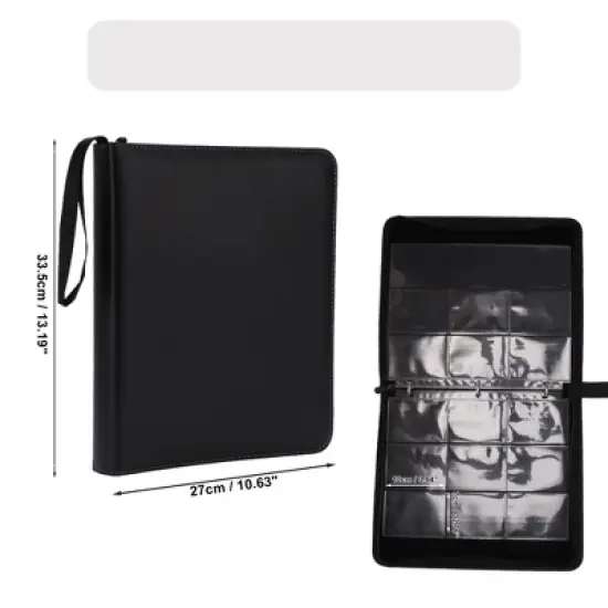 Unique Bargains 9 Pockets Card Binder with 720 Sleeves Black 1 Pc image {1}