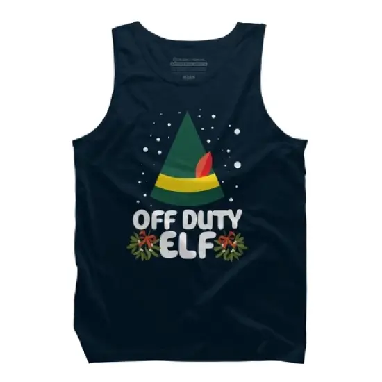 Men's Design By Humans Off Duty Elf Christmas By Thingsandthings Tank Top image {5}