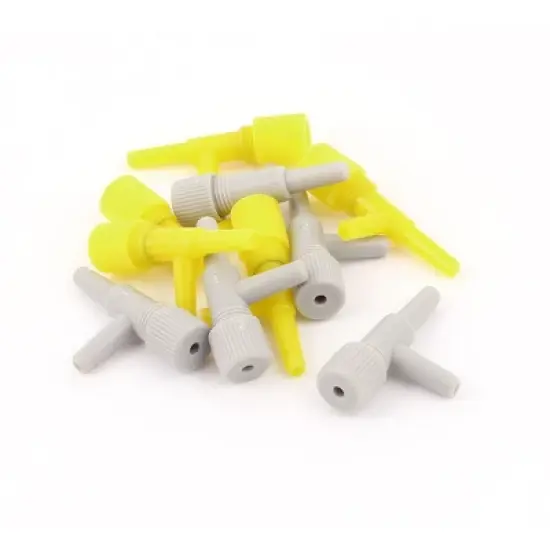 Unique Bargains Plastic Fish Tank Aquarium Air Pump Volume Flow Control Valve Yellow Gray 10 Pcs image {3}