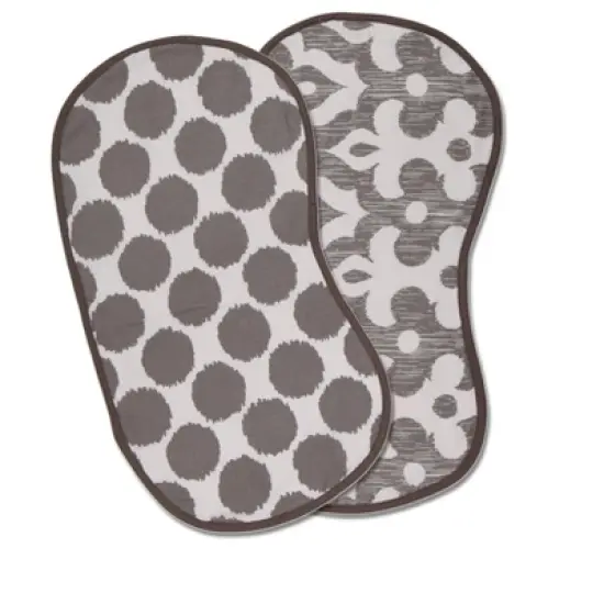 Bacati - Ikat Yellow/Gray Dots/Giraffe Muslin 4 pc set of Bibs & Burp Cloths Set image {4}