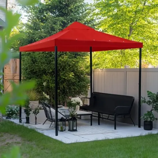 Yescom 10x10Ft Gazebo Top Replacement for beach cabanas for 1 Tier Outdoor Canopy Cover Patio Garden Yard Party Red image {8}
