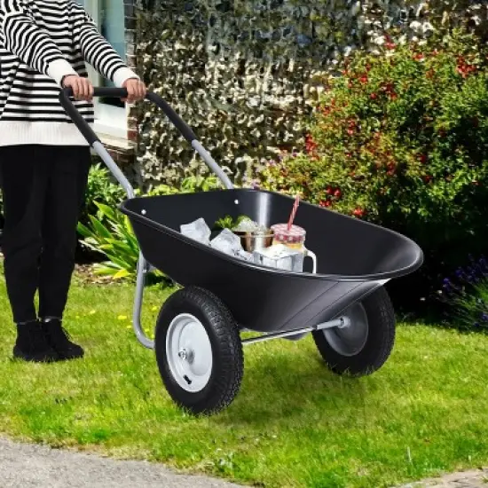 Costway 2 Tire Wheelbarrow Cart Heavy-duty Dolly Utility Cart Black image {7}
