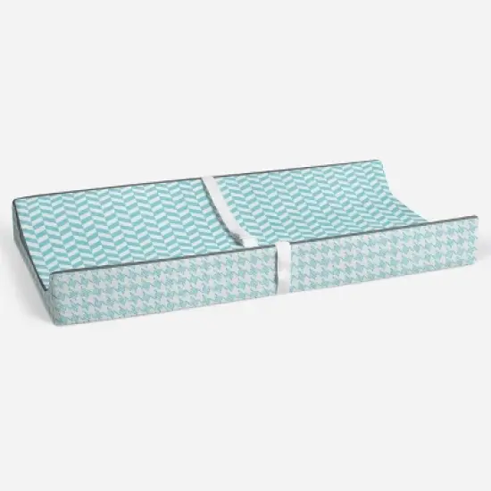 Bacati - Herringbone Quilted Muslin Changing Pad Cover Aqua image {4}