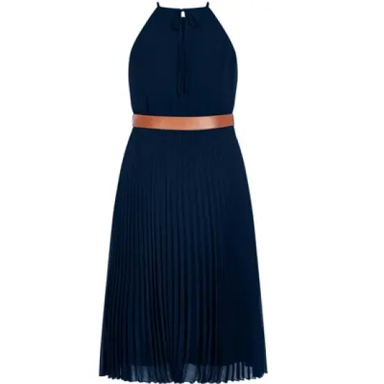 Women's Plus Size  DRESS HALTER PLEAT | CITY CHIC image {5}