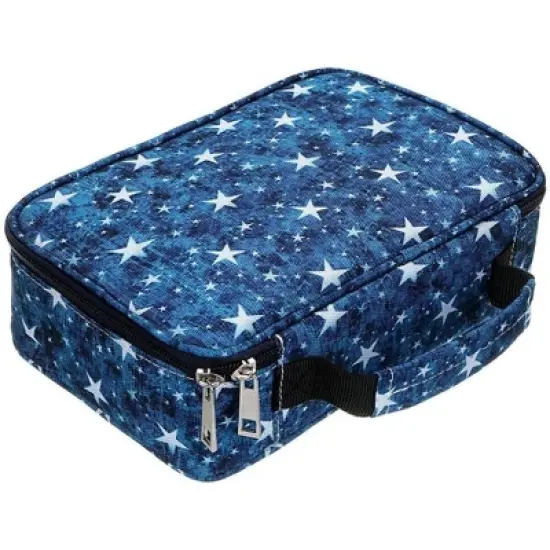 Zipper Pens Pencil Case with Pattern-Multi-functional Stationery Pencil Pouch (Star Blue) image {7}