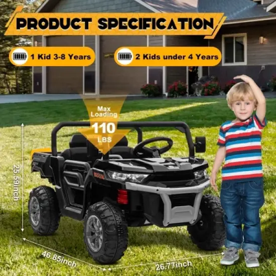 JOYRACER 24V Kids Ride on UTV with Remote Control, 2 Seater 2x200W Ride on Dump Truck For Big Kids image {7}