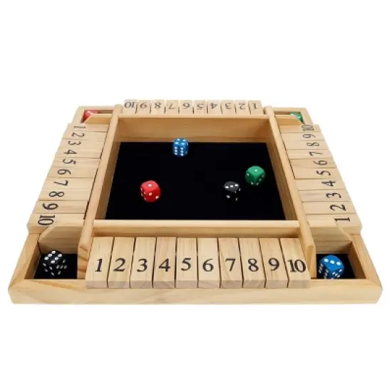 Pacific Shore Games 4 Player Shut the Box Dice Board Game with Natural Wood - 12 in. image {2}