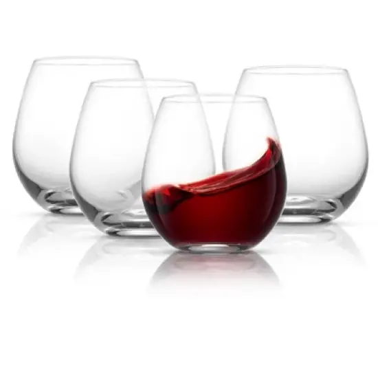 JoyJolt Spirits Stemless Wine Glasses for White or Red Wine - Set of 4 -15-Ounces image {8}
