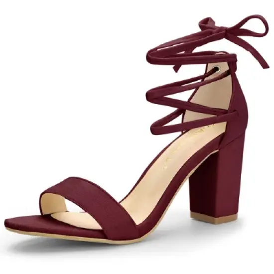 Allegra K Women's Tie Up Strappy Chunky High Heels Sandal image {7}