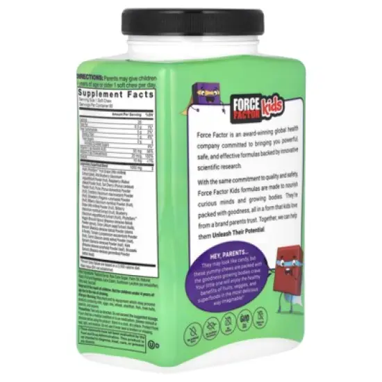 Force Factor Kids, Super Chews Superfoods, Very Berry Grape, 60 Soft Chews image {2}