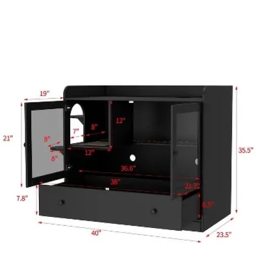 FUFU&GAGA Climbable Cat Cabinet Cat Litter Box Easy to Clean image {2}