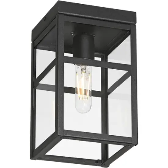 John Timberland San Lucas 10 1/4" High Sand Black Outdoor Flushmount Ceiling Light image {5}