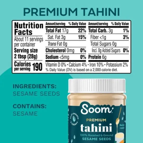 Soom Premium Tahini - 11oz image {8}