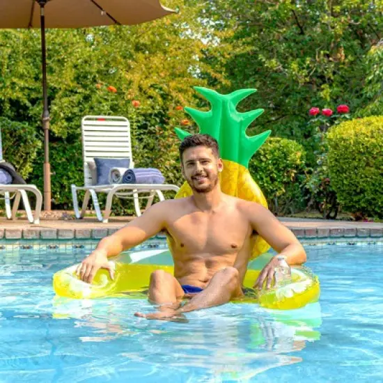 Swim Central 60" Inflatable Pineapple Swimming Pool Sling Chair Pool Float image {1}