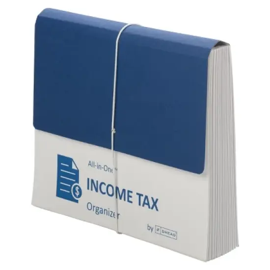 Smead All-in-One&trade; Income Tax Organizer, 12 Pockets, Flap and Cord Closure, Letter Size, Navy/White (70660) image {6}