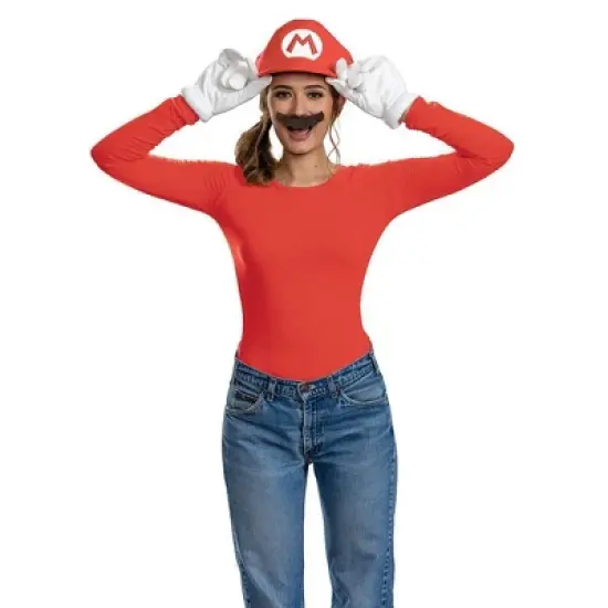 Nintendo Super Mario Adult Elevated Halloween Accessory Kit Mario One Size Fits Most: Nintendo Men's Costume Accessories Set image {2}