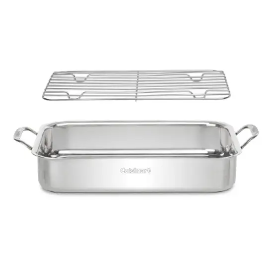 Cuisinart Chef's Classic 14" Stainless Steel Lasagna Pan & Stainless Roasting Rack: Dishwasher-Safe, Riveted Handle image {2}