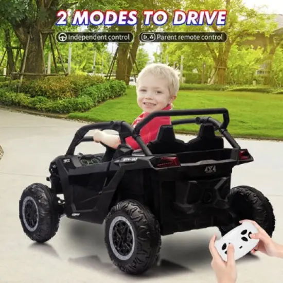 Ride on Car for Kids, 24V 2 Seater Powered Electric Off-Road UTV Toy,4WD Electric Vehicle with Remote Control,LED3 Speeds,Horn, Music image {4}