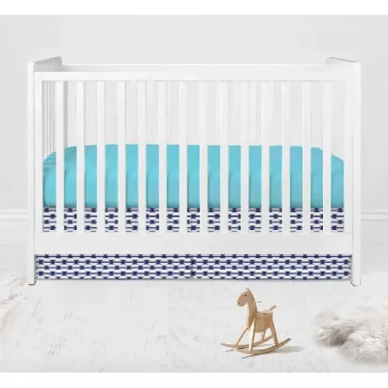 Bacati - Aztec Print Liam Aqua Orange Navy 10 pc Crib Bedding Set with Long Rail Guard Cover image {5}