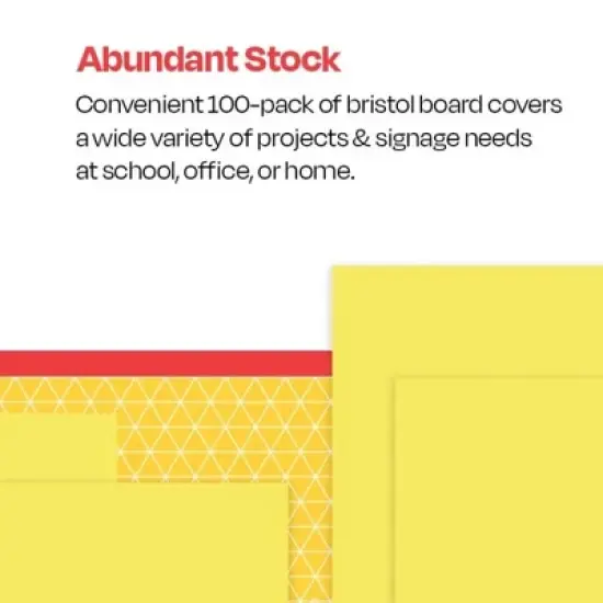 School Smart Folding Bristol Board, 12 x 18 Inches, Canary, Pack of 100 image {4}