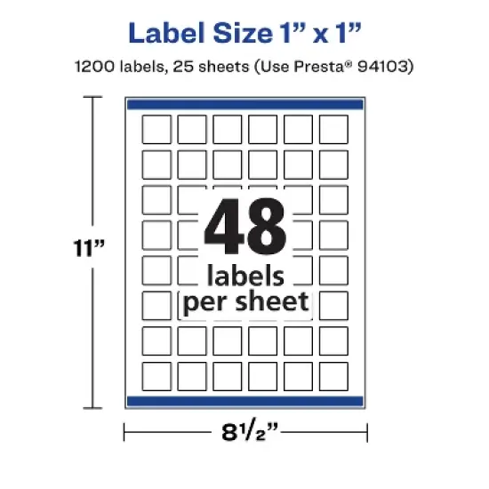 Avery Matte White Square Labels, 1" x 1" image {4}