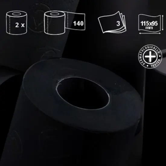 Roll-Lux Multicolor Toilet Paper - 3-Ply Premium Tissue in Black, Red, Green, Yellow, Orange, Blue, Pink, 2 Rolls, Vibrant & Luxurious image {1}