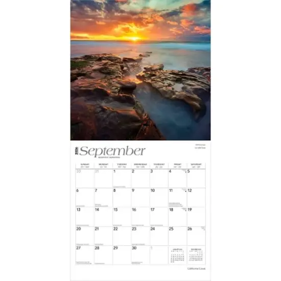 BrownTrout California Coast 2026 12"x24" Hanging Square Wall Calendar Plastic-Free image {3}