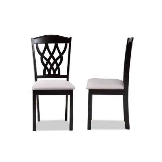 2pc Delilah Fabric Upholstered and Wood Dining Chairs - Baxton Studio image {2}