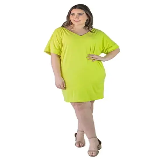 Plus Size V-Neck Knee Length Loose Fit Dress image {7}