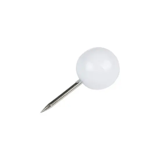 JAM PAPER Round Head Push Pins White 100/Pack (346RTWH) image {2}