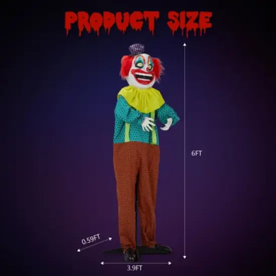 Slickblue Spooky Animated 6FT Halloween Standing Decoration with LED Lights, Sound, and Reusable for Outdoor Use image {8}